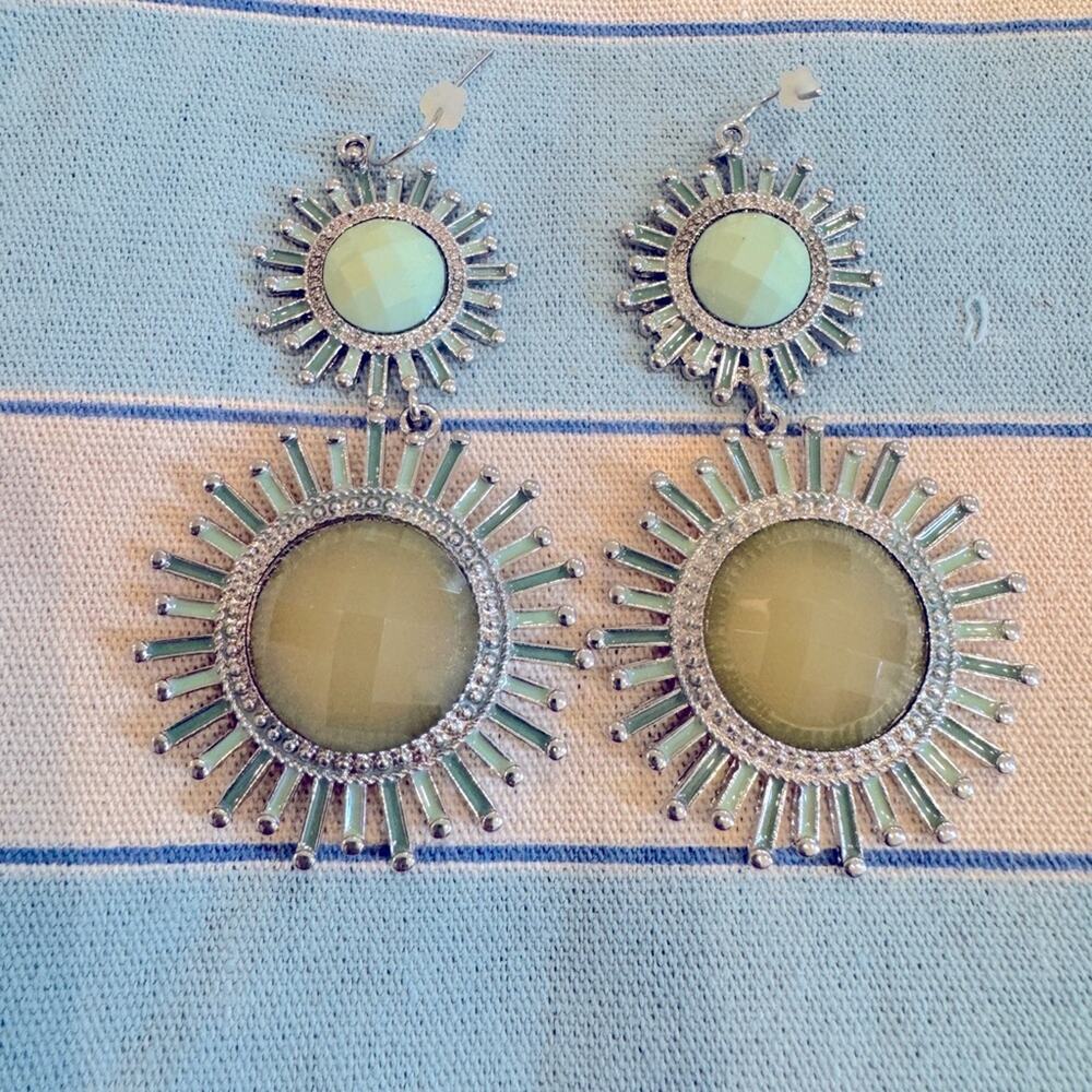 Starburst Teal and Silver Earrings - Never Worn!